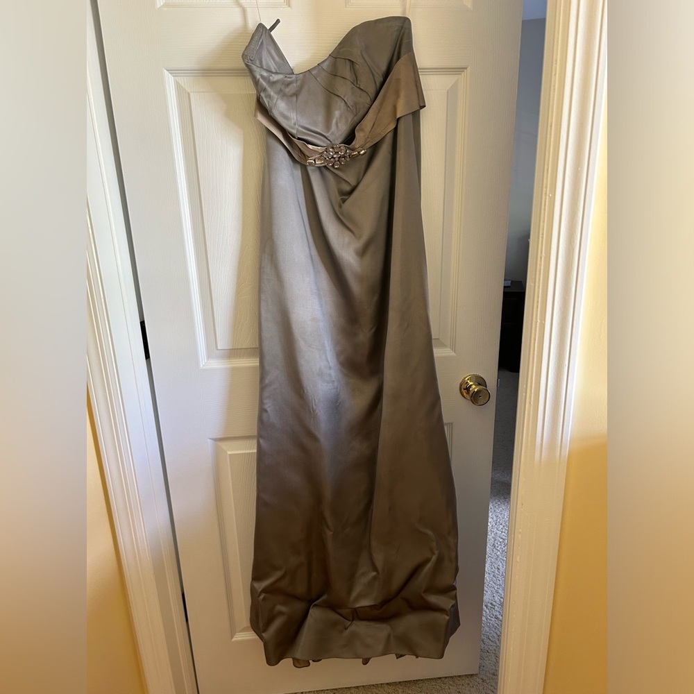 Lazaro bridesmaids dress; silver/gray; strapless; Size 20
